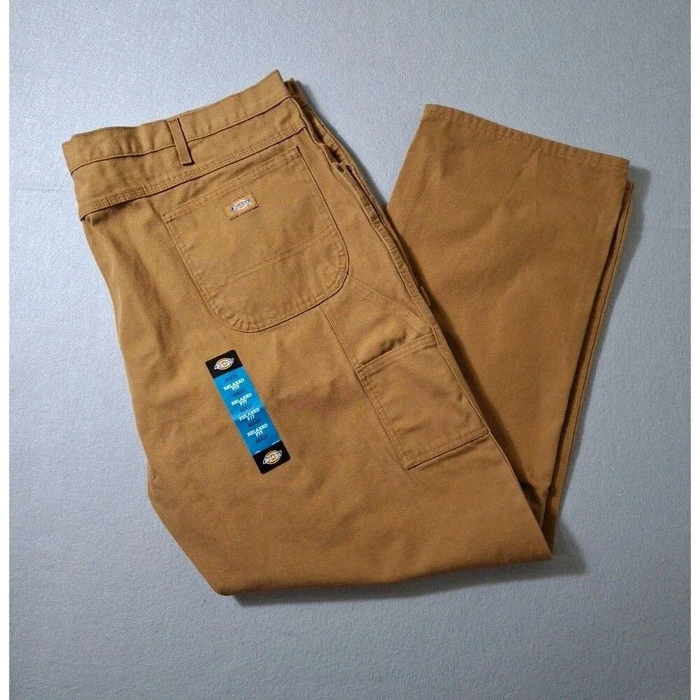 Dickies Men's 46x32 Carpenter Pants Relaxed Fit Duck Canvas 9-Pocket Pant Brown